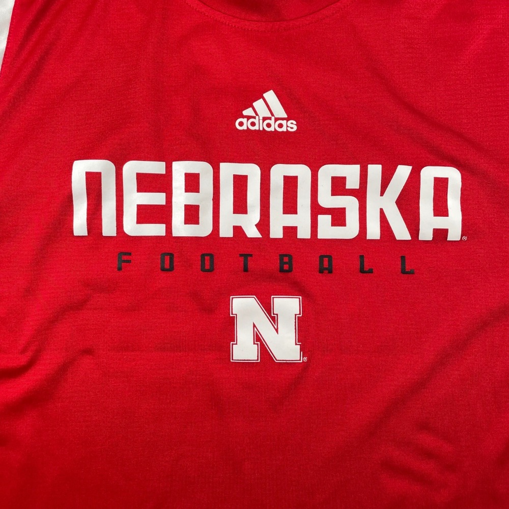 Adidas Nebraska Football ClimaCool Jersey‎ Mens XL Red White Short Sleeve Shirt - Picture 6 of 8